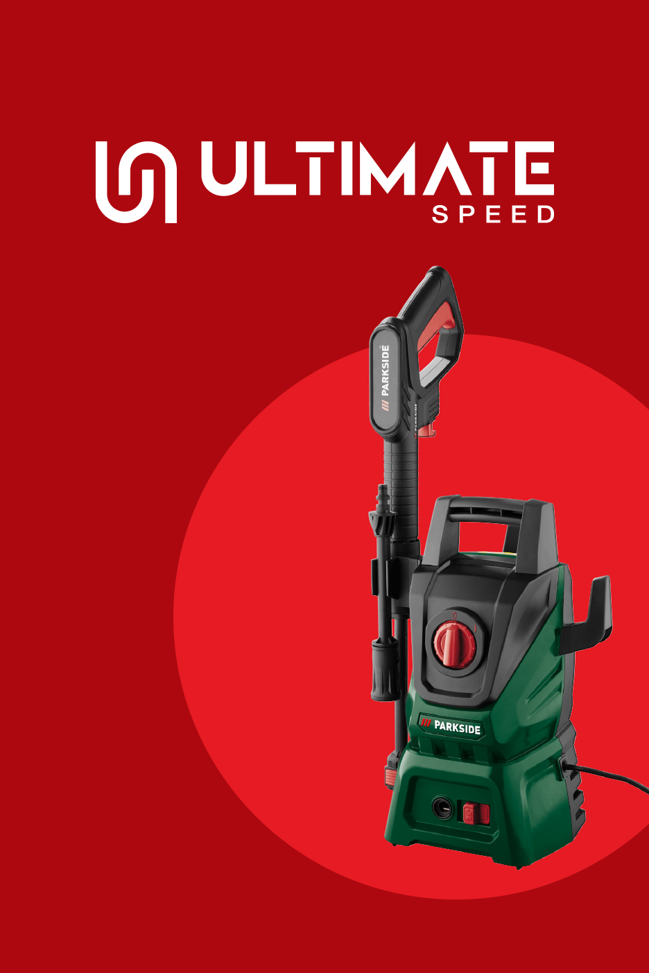Punase taustaga pilt survepesurist ja selle püstolist, millel on tekst 'ULTIMATE SPEED'.