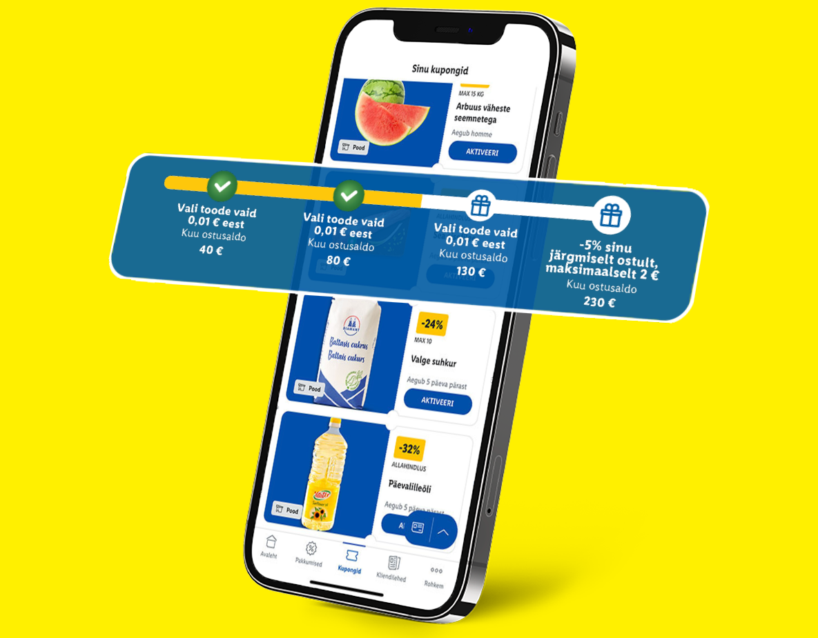 Мобильное приложение с купонами на арбузы, сахар, подсолнечное масло и другие продукты.