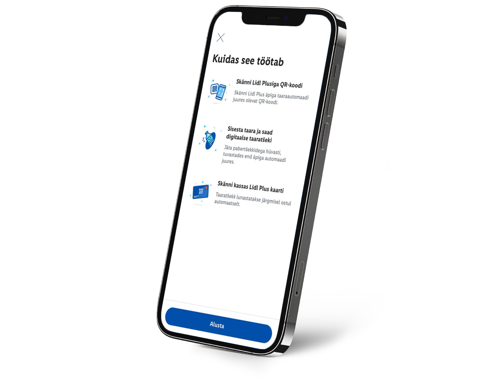 Сканирование QR-кода Lidl Plus и карты в автомате и на кассе.